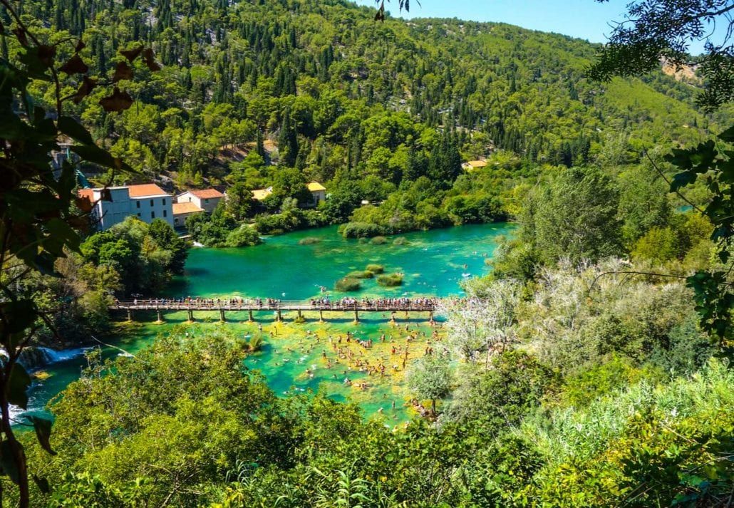 Popular Krka national park during summer in Croatia