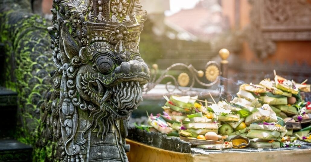 A stone Balinese religious sculpture.