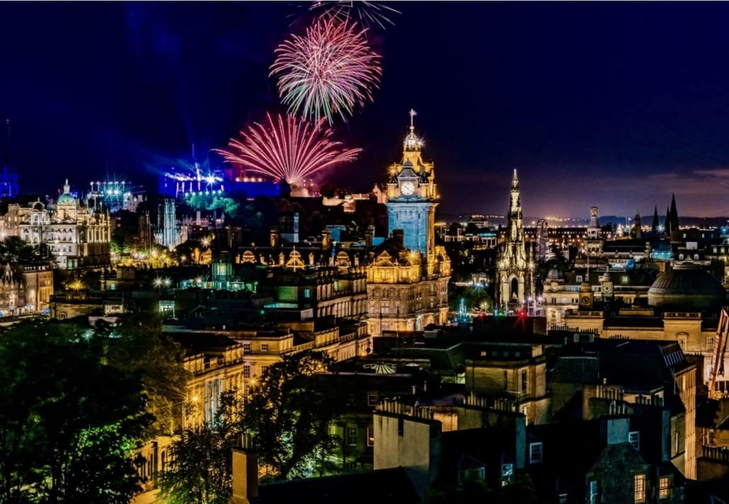 Night view of Edinburgh city in Scotland