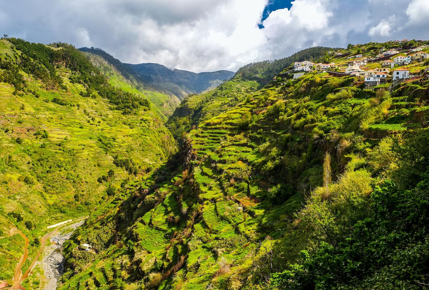 View of the island of Madeira Island's eternal spring, laurel forests and levades.
