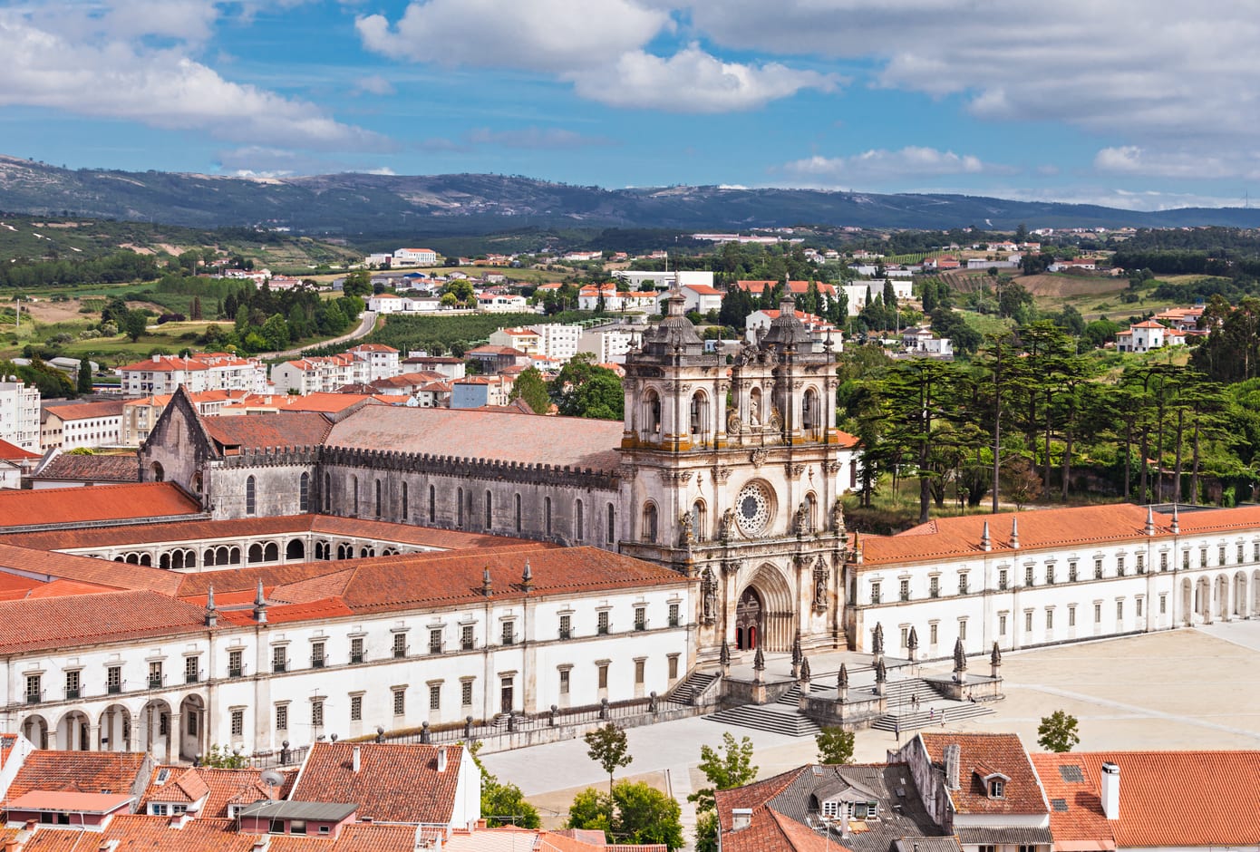 Aerial view of Alcobaça Monastery, in Portugal
