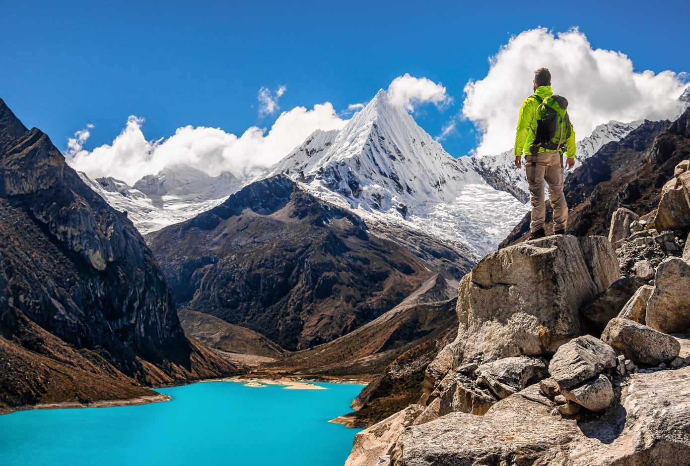 Male Hiker in Cordillera Blanca, in Peru, South America