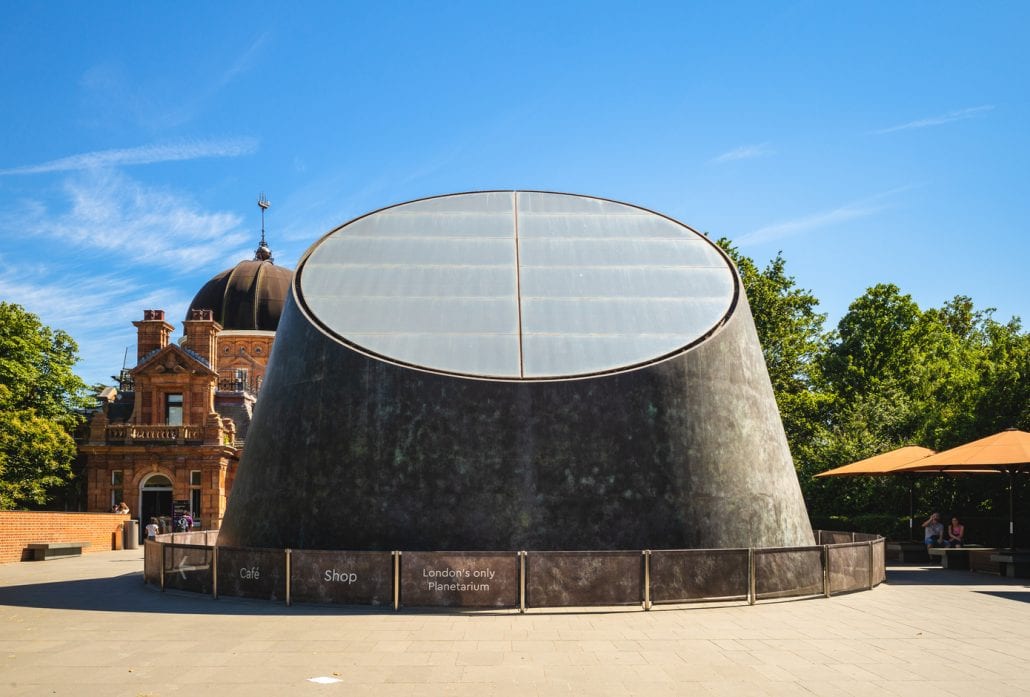 Façade of the Peter Harrison Planetarium, in London.