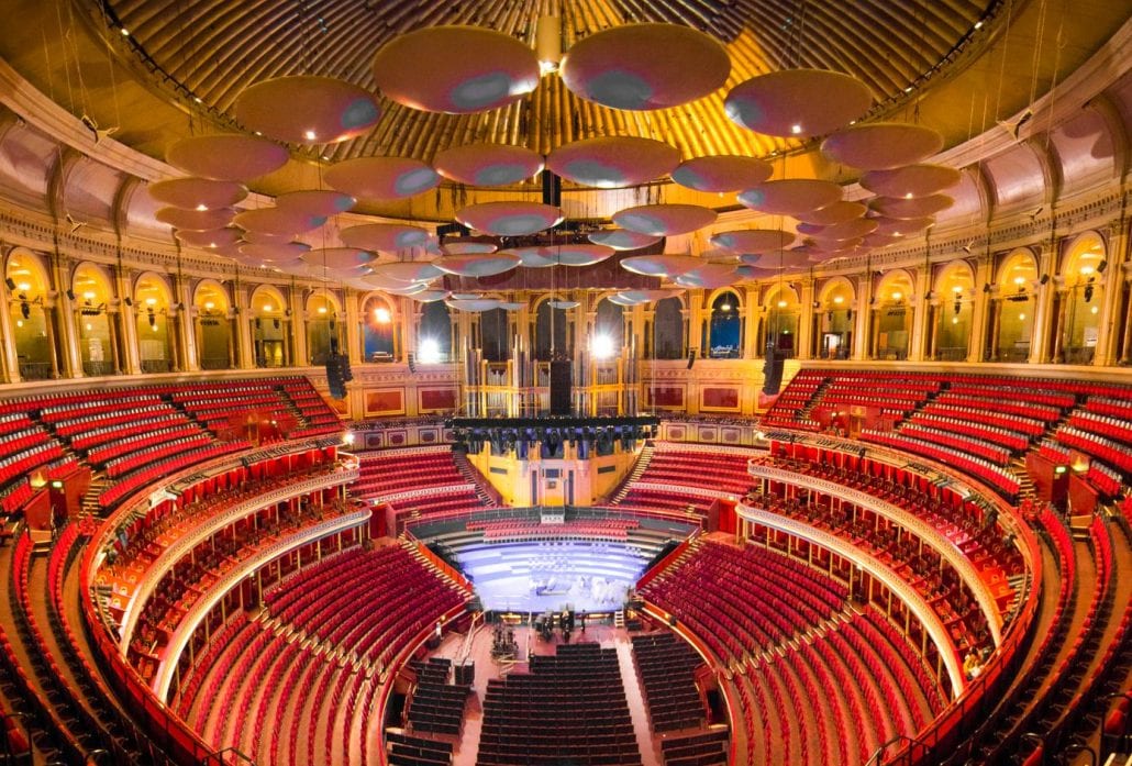 Interior of the Royal Albert Hall, a world famous music venue and London landmark.