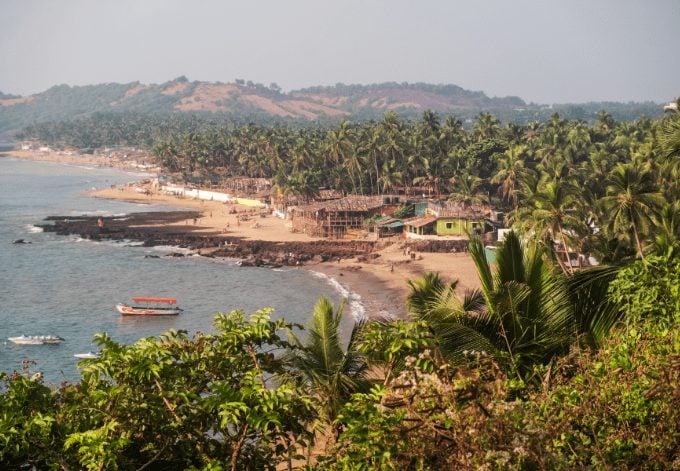 Beaches and nature of northern Goa, Anjuna beach from Hills