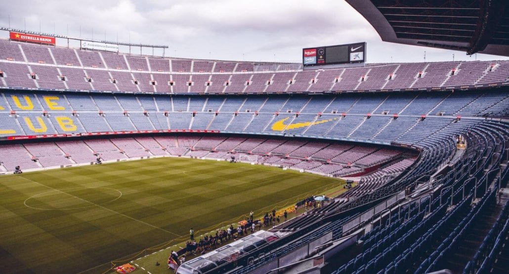 Camp Nou Stadium in Barcelona, Spain.