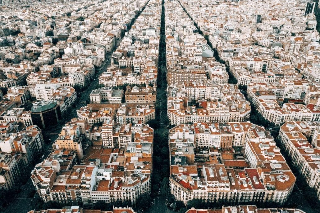 Top view of Barcelona's urban plan.