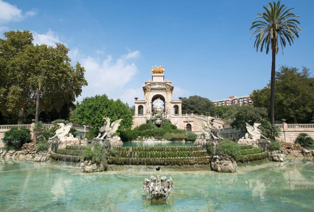 A fountain at Parc de La Ciutadella in Barcelona, Spain.