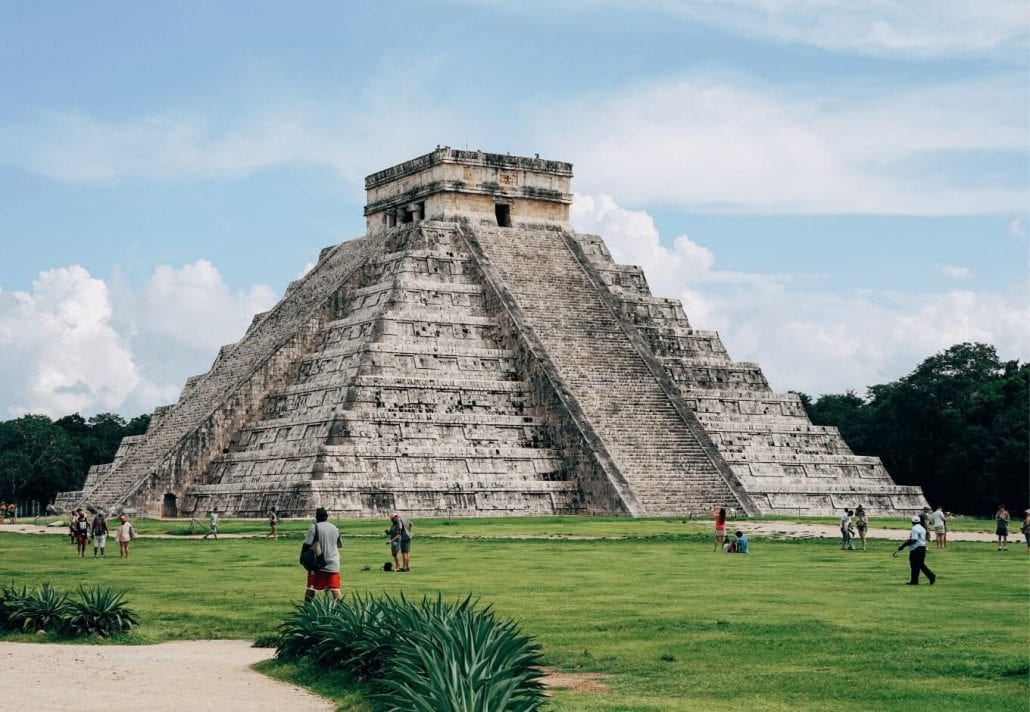 The Kukulkan Pyramid (“El Castillo”) in the center of the Chichén Itzá archaeological site, in Mexico.