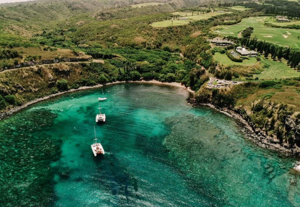 Aerial View of Honolua Bay on Maui, Hawaii