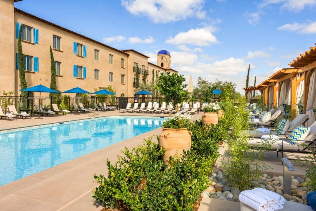The pool area in the Allegretto Vineyard Resort, Paso Robles, California.