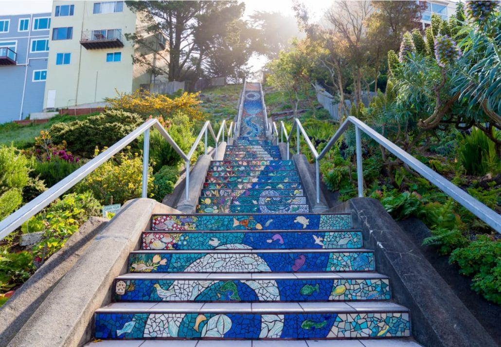The Moraga Steps in San Francisco, California.
