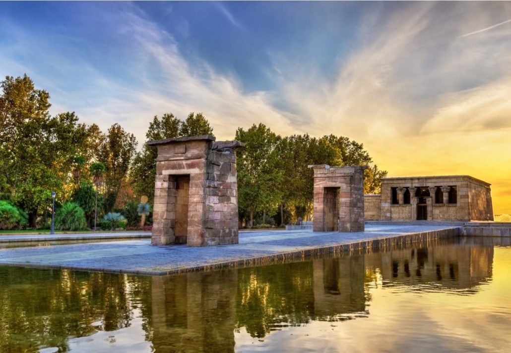 Sunset at the Debod Temple, Madrid.