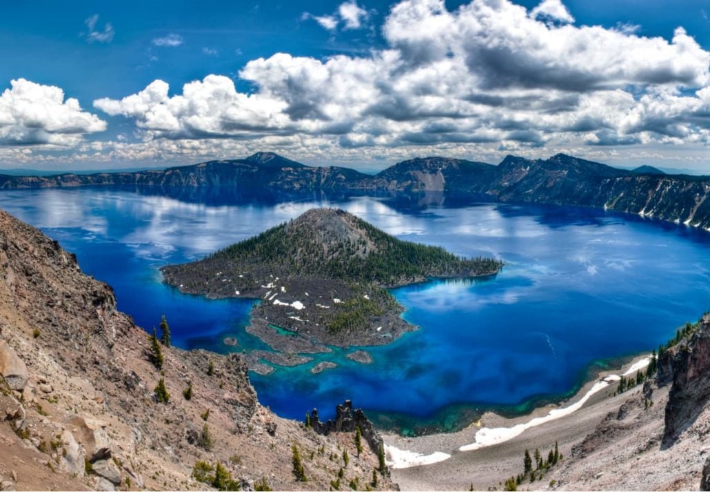 Gorgeous Crater lake on a summer day