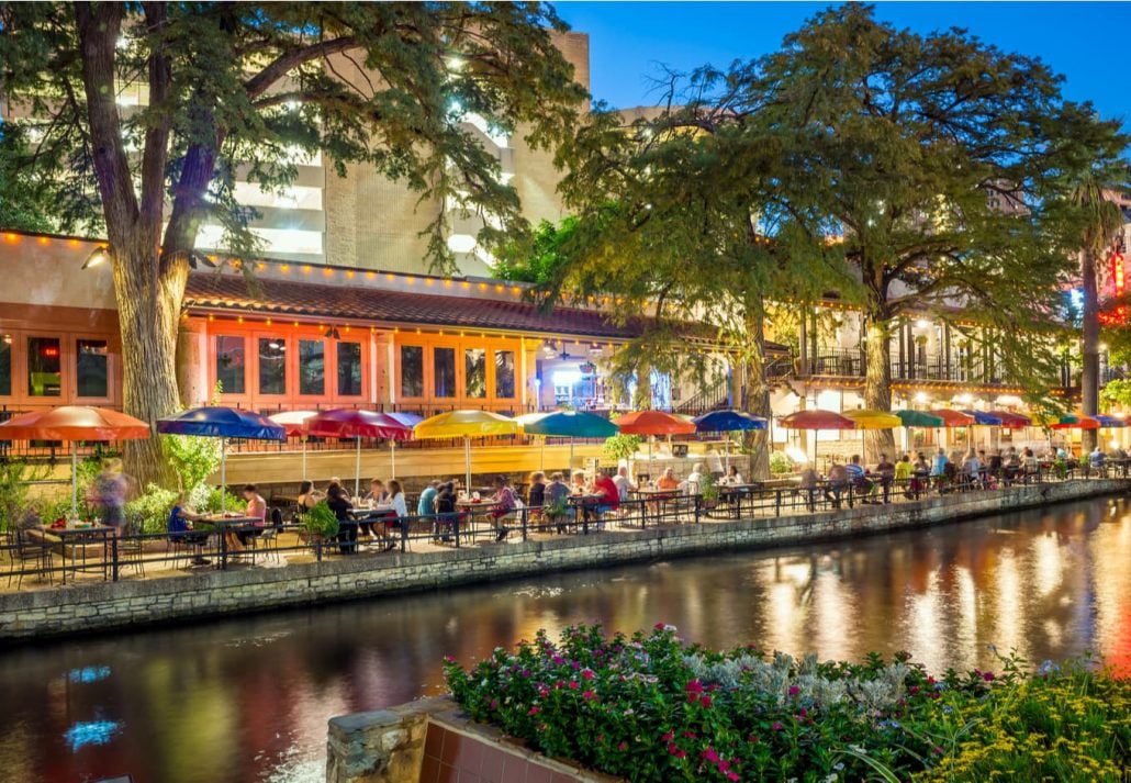 Section of the famous Riverwalk on September 28, 2014 in San Antonio, Texas.