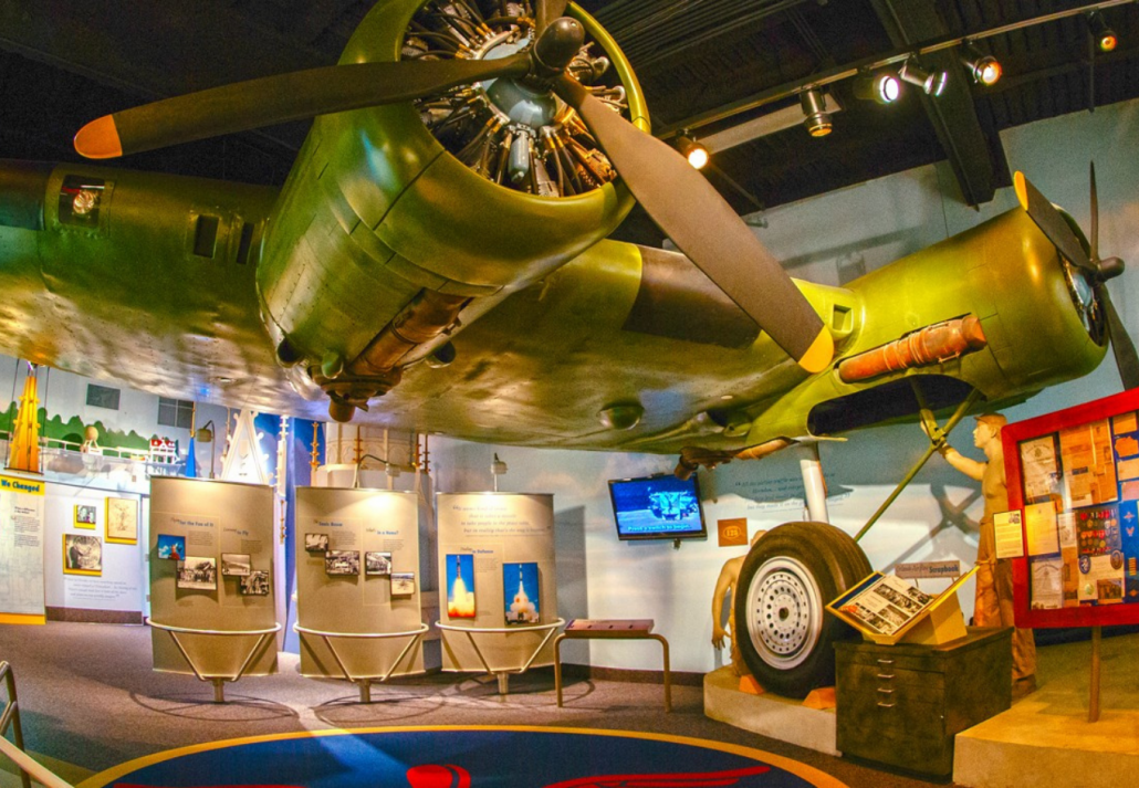 An airplane replica at the Orange County Regional History Center