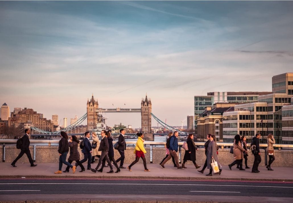 People walking around in London