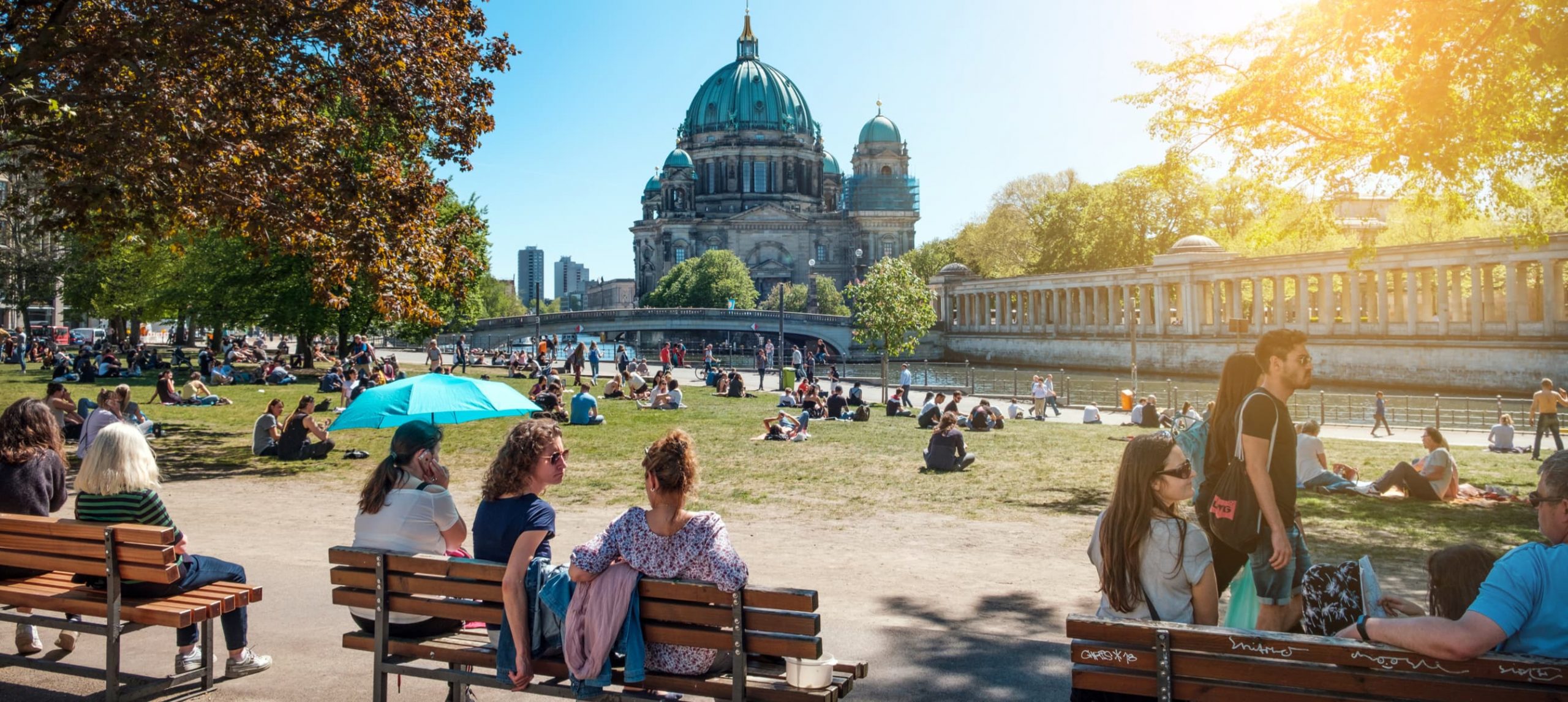 The vibrand Mitte area, in Berlin, with views of the Berlin Cathedral.