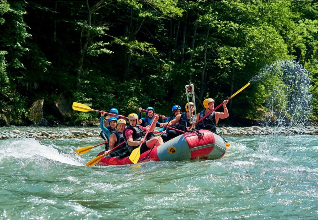 Rafting in the Flathead National Forest, Montana, USA.