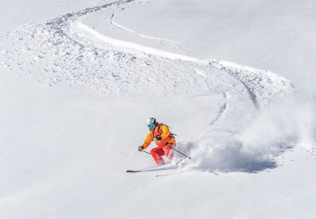 Skiing in Flathead National Forest, Montana, USA.