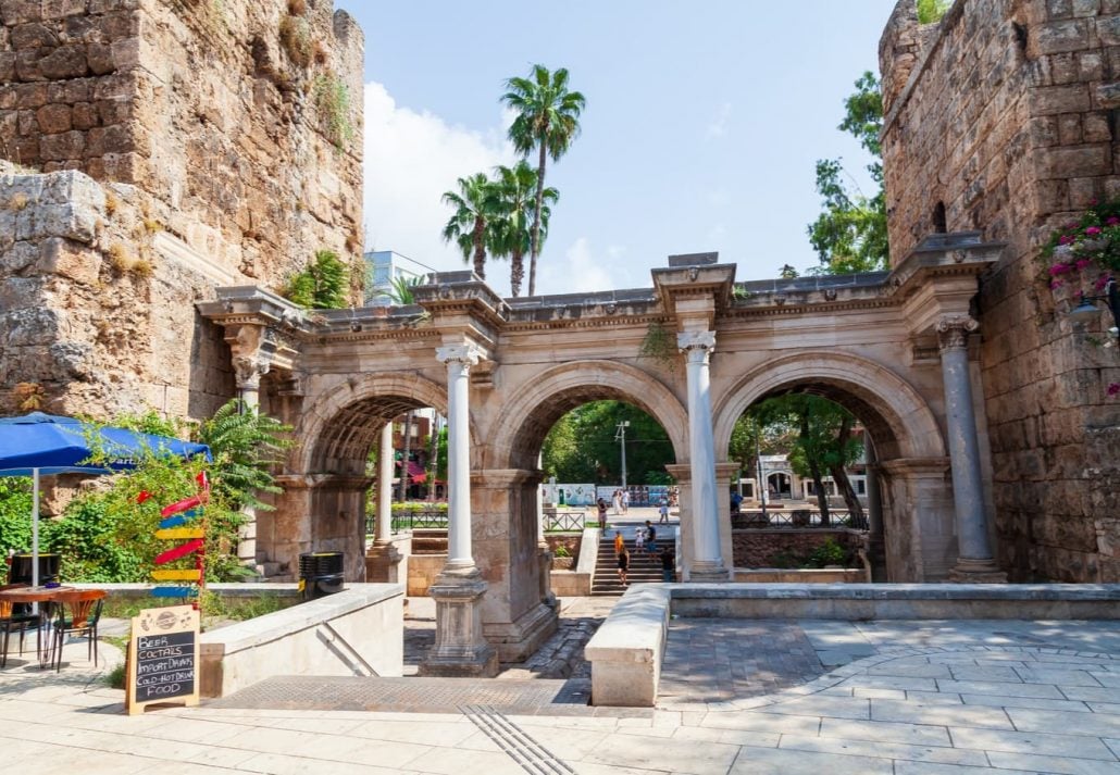 Hadrian's Gate, entrance to Old City in Antalya
