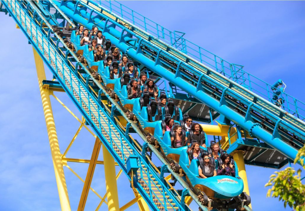Six Flags Discovery Kingdom roller coaster, USA.