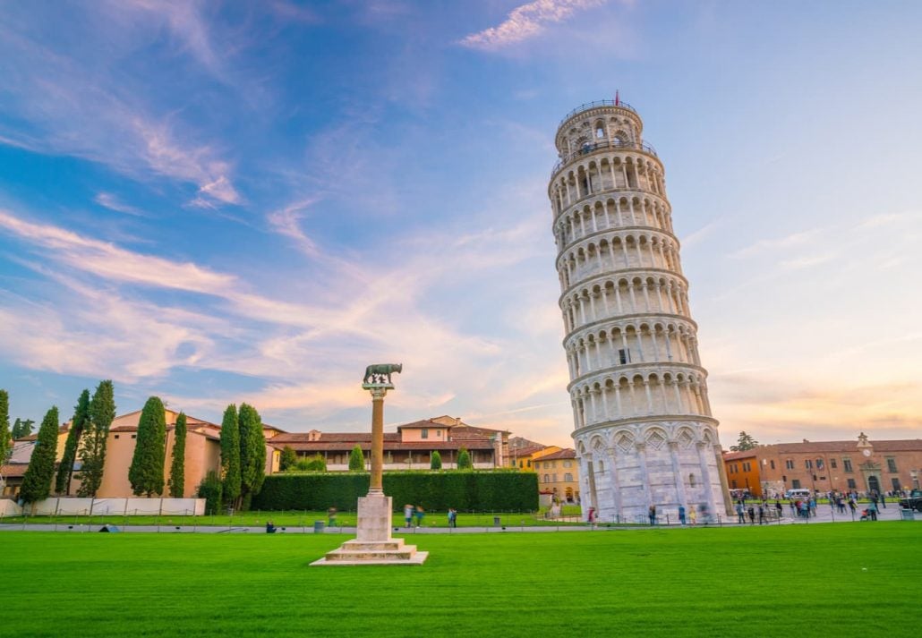 The Leaning Tower of Pisa, in Pisa, Italy.