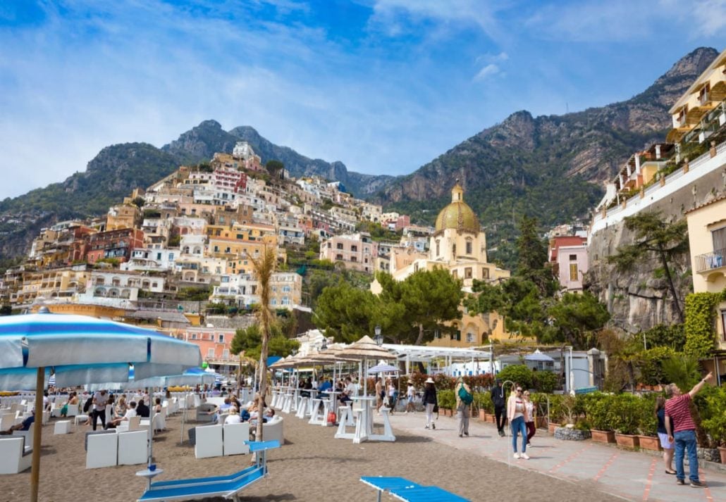 People walking near the beach in Positano