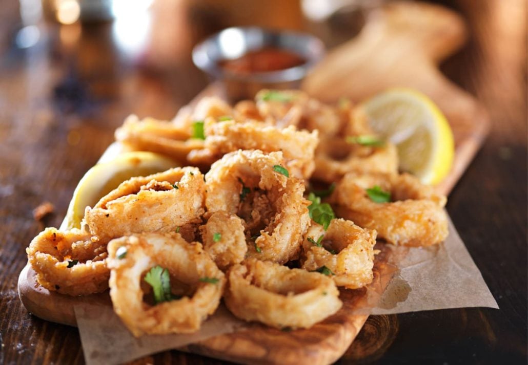 Fried calamari on a plate