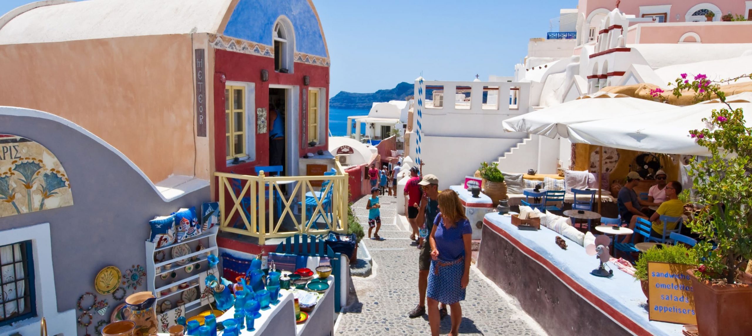 Tourists shopping in Greece