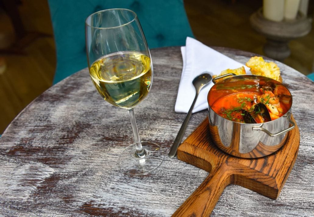 White wine paired with a dish