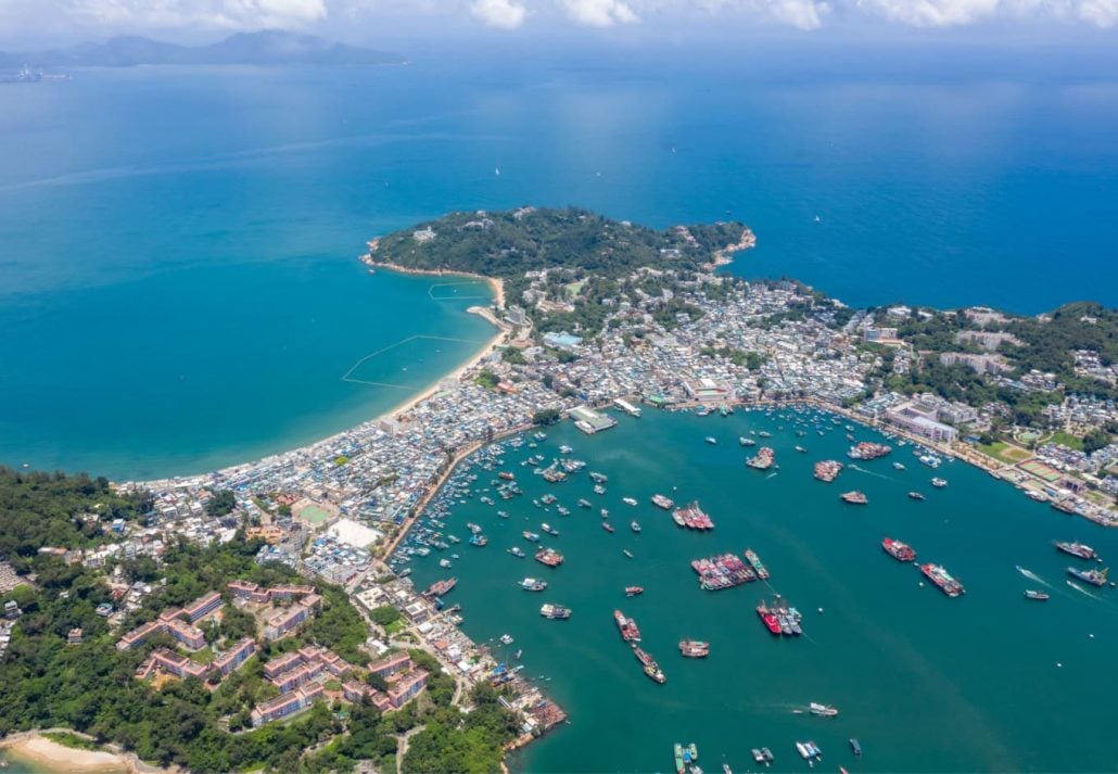Cheung Chau, in Hong Kong, viwed from above.