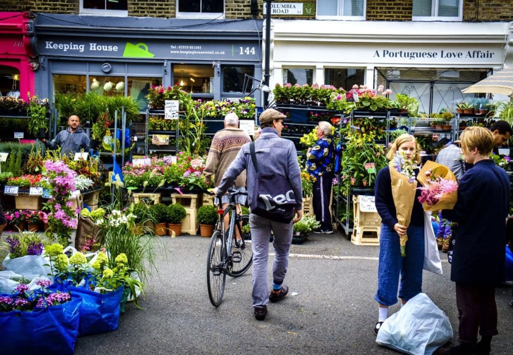 Columbia Road Flower Market, in London, UK.