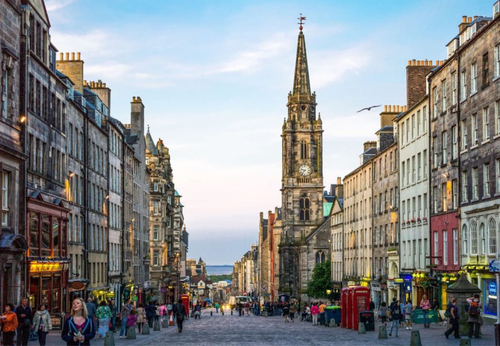 The Royal Mile, in Edinburgh, in Scotland.