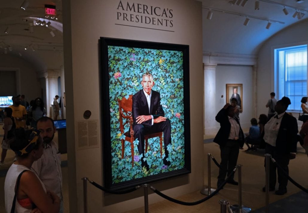 a digital portrait of Barack Obama at the National Portrait Gallery 