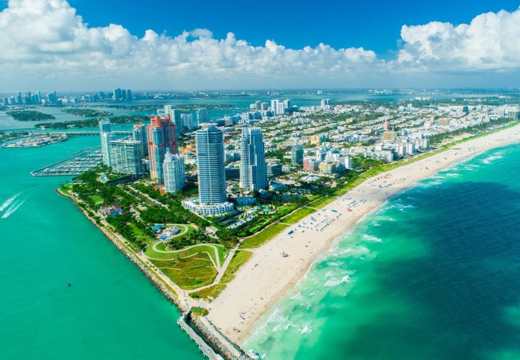 Miami beach seen from above.