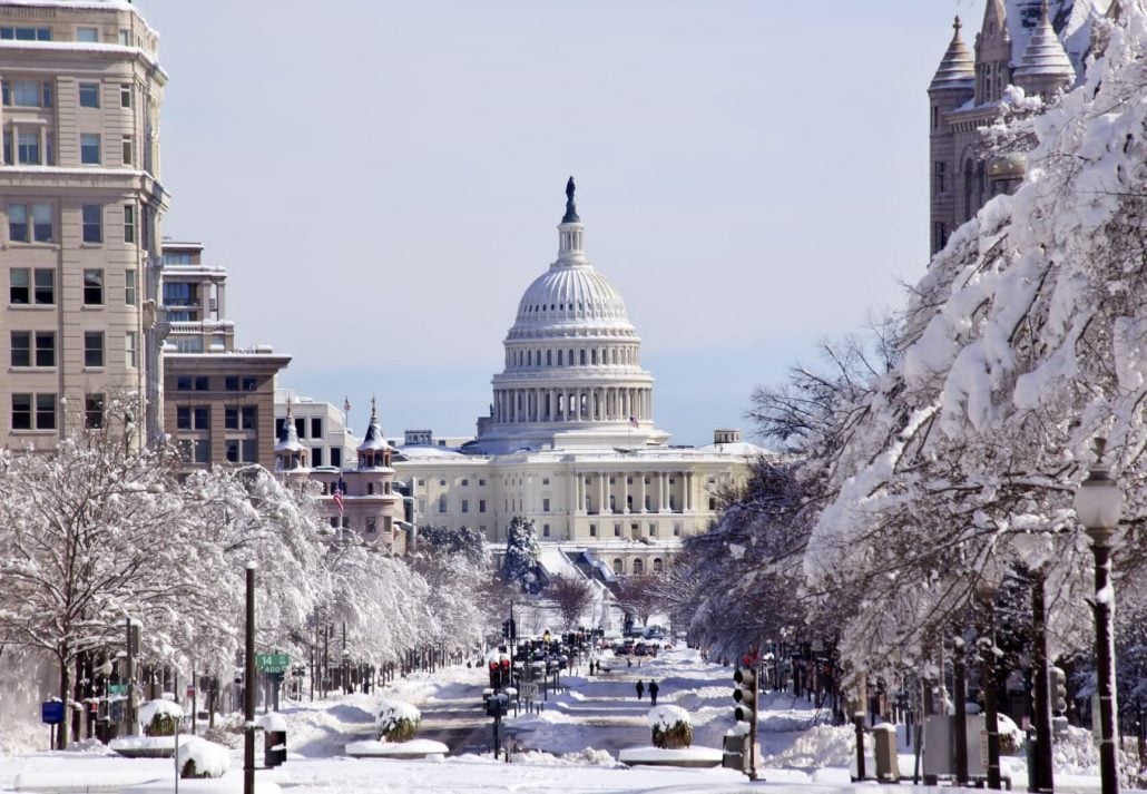 Washington DC covered in snow