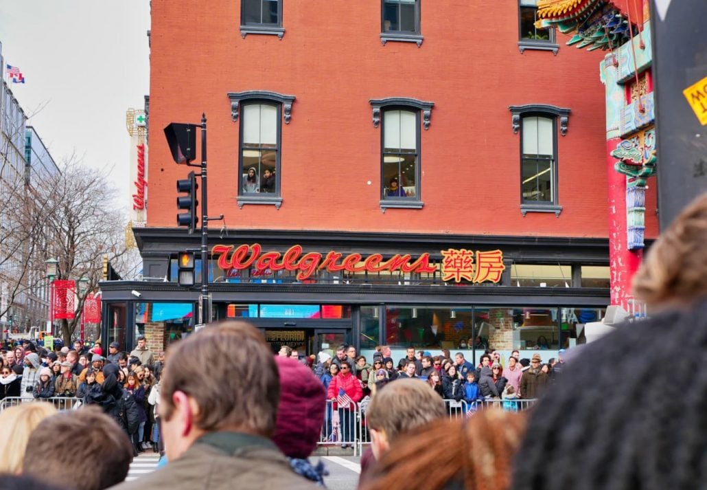 people waiting for a parade in Chinatown, DC