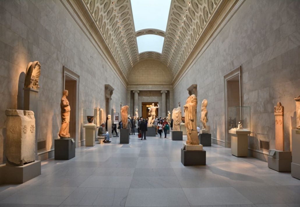Inside of a sculpture gallerie in the Metropolitan Museum of Art, in New York City.