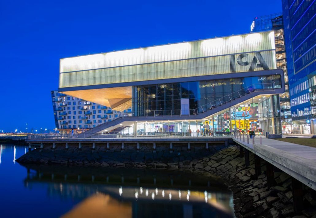 ICA building at night