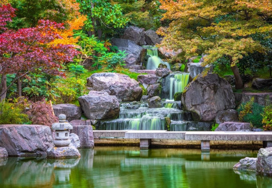 The Kyoto Garden, in Holland Park, London, England.