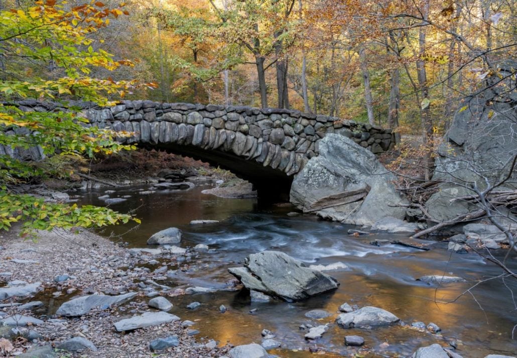 a stone bridge at Rock Creek Park
