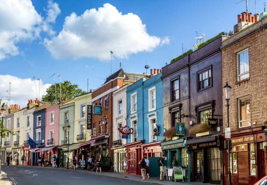 Colorful houses in Notting Hill, London, UK.