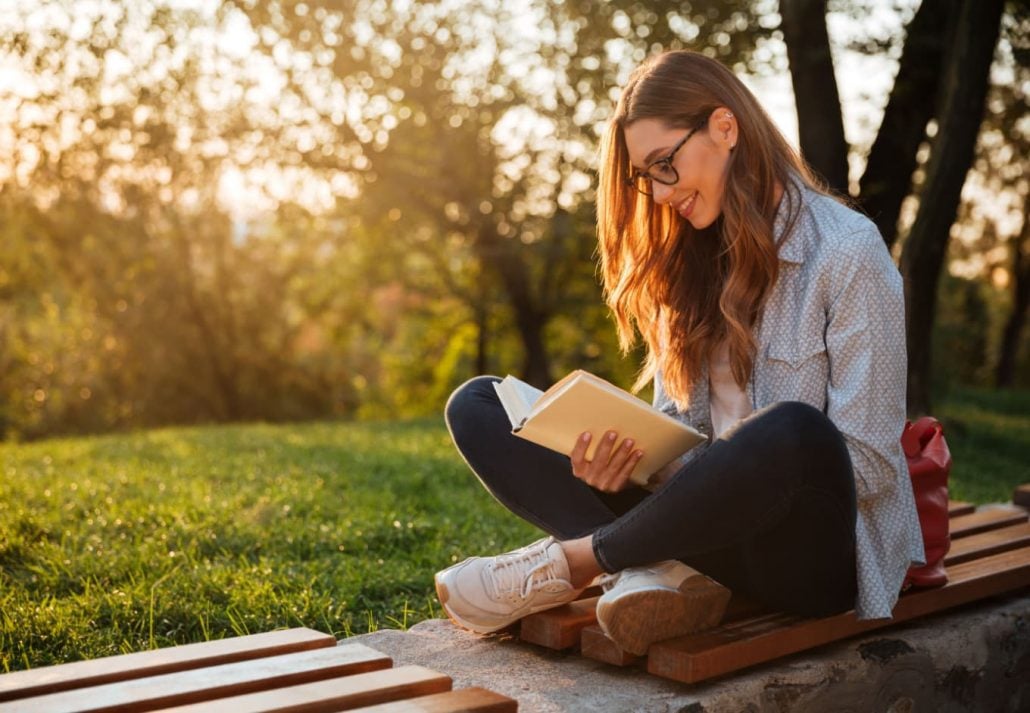 a woman reading a book