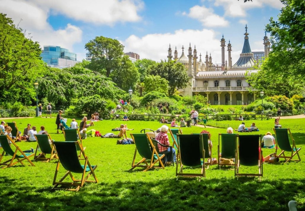 people at a park taking in the sun