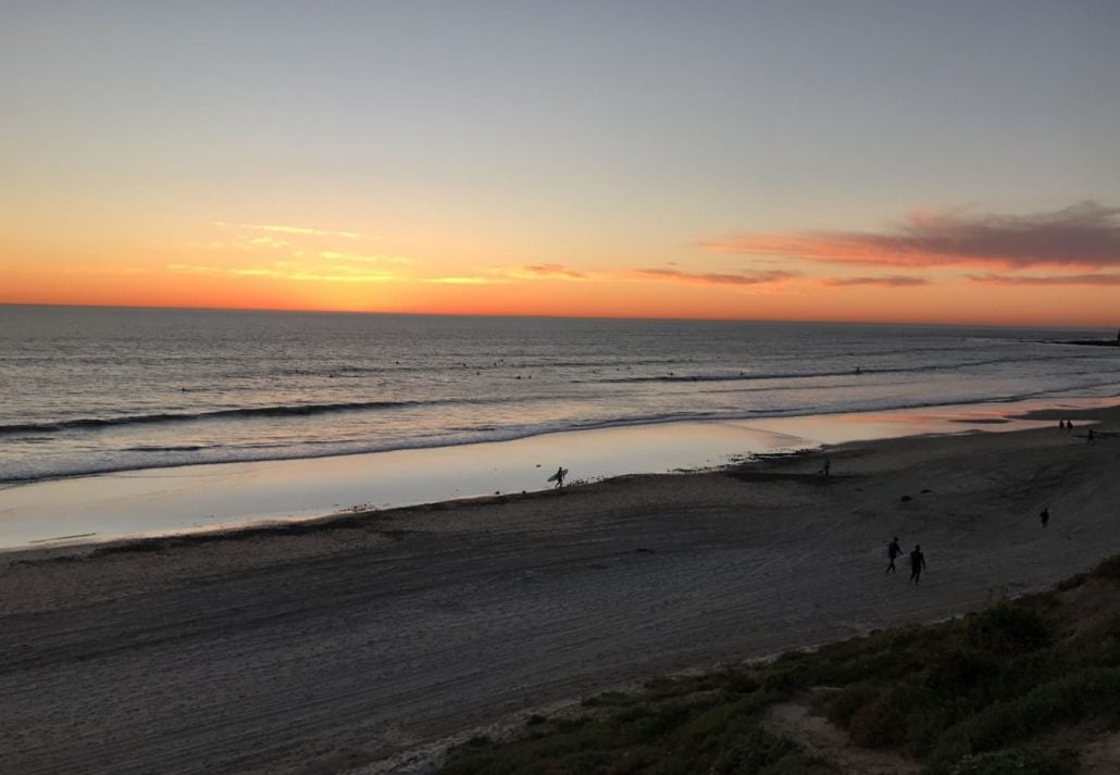 Sunset at Tourmaline Beach, San Diego, California.