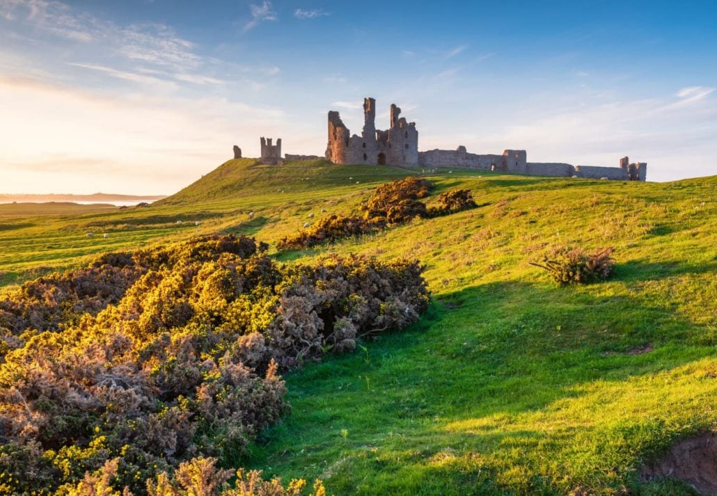 Dunstanburgh Castle, Northumberland, England.