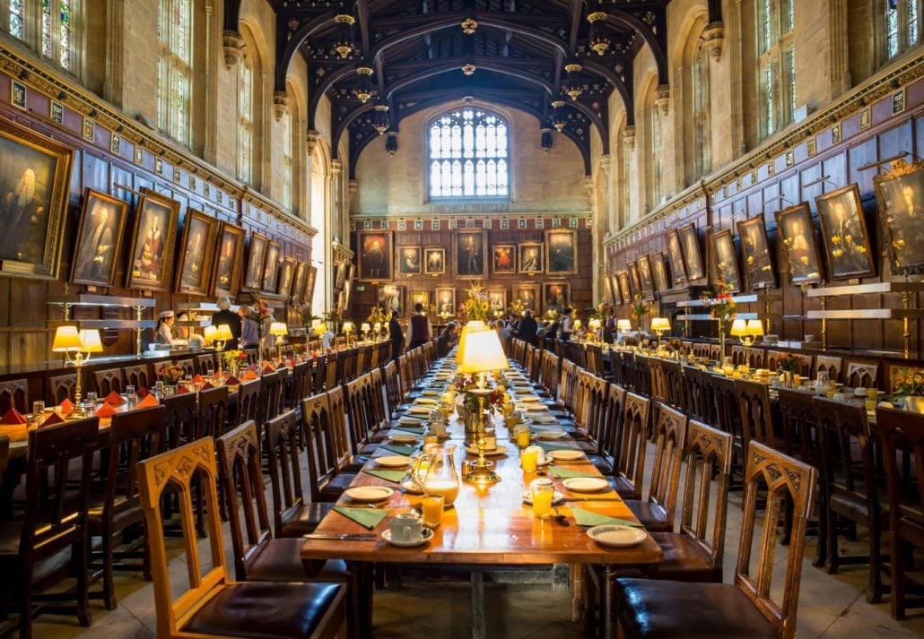 The great hall of the Christ Church College, at Oxford University, England.