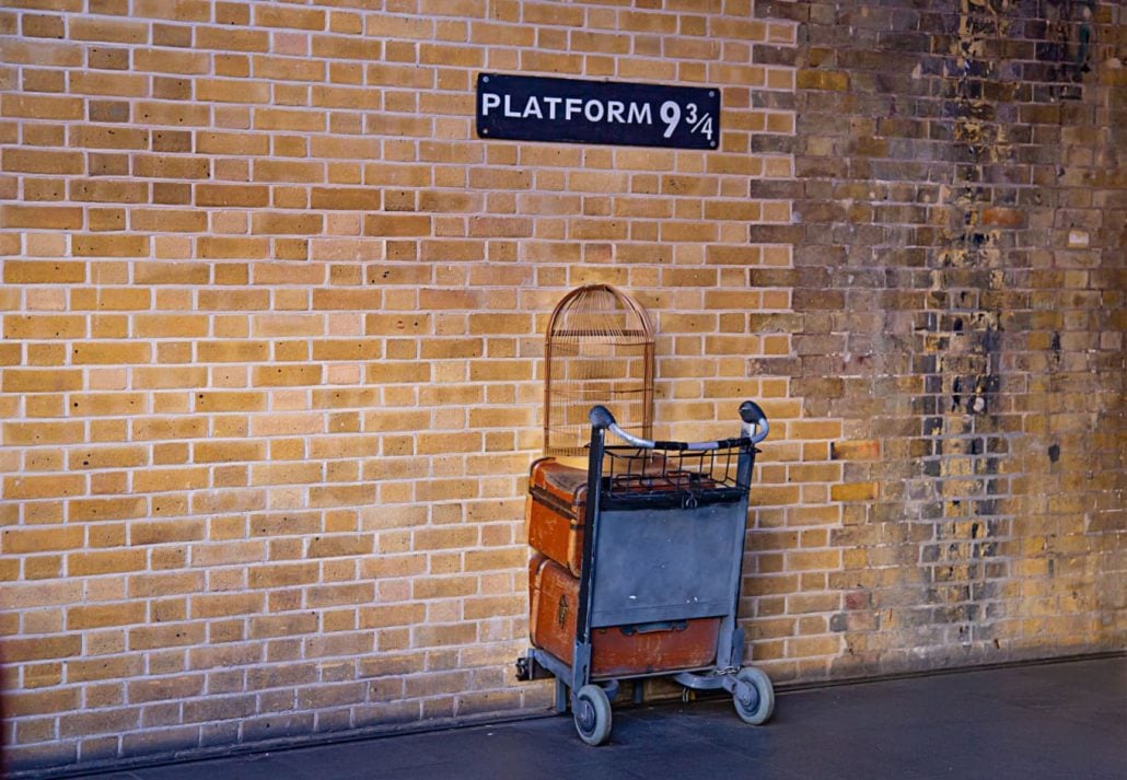 The fictional Platfroam 9 1/4 in London's King's Cross Station.