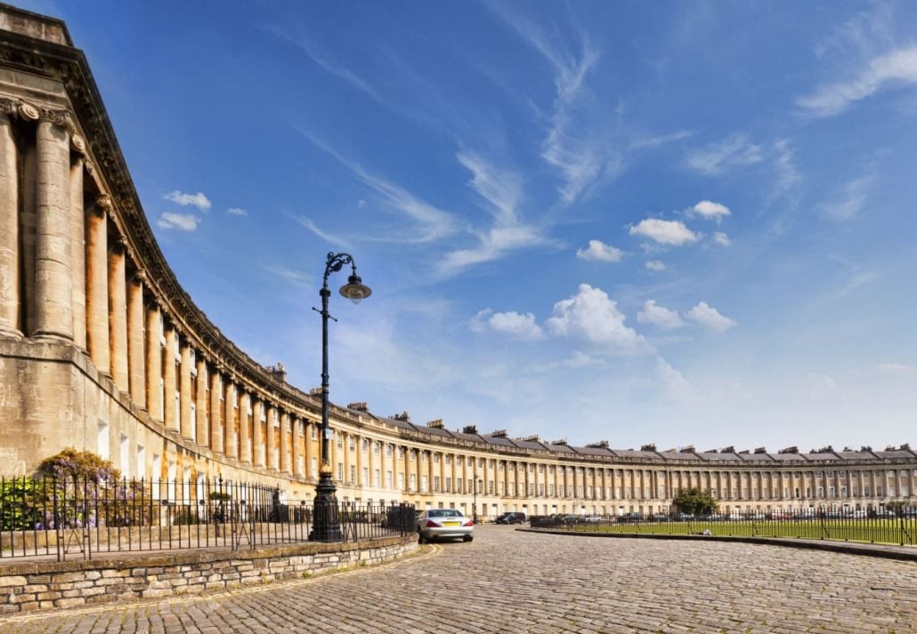 The Royal Crescent, in Bath, England.